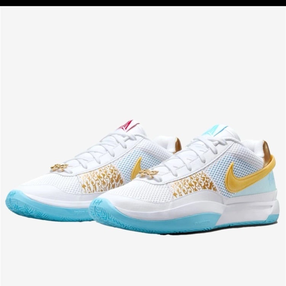 Retl$140 Sz3Y Ja Morant Nike White  Gold Sneakers